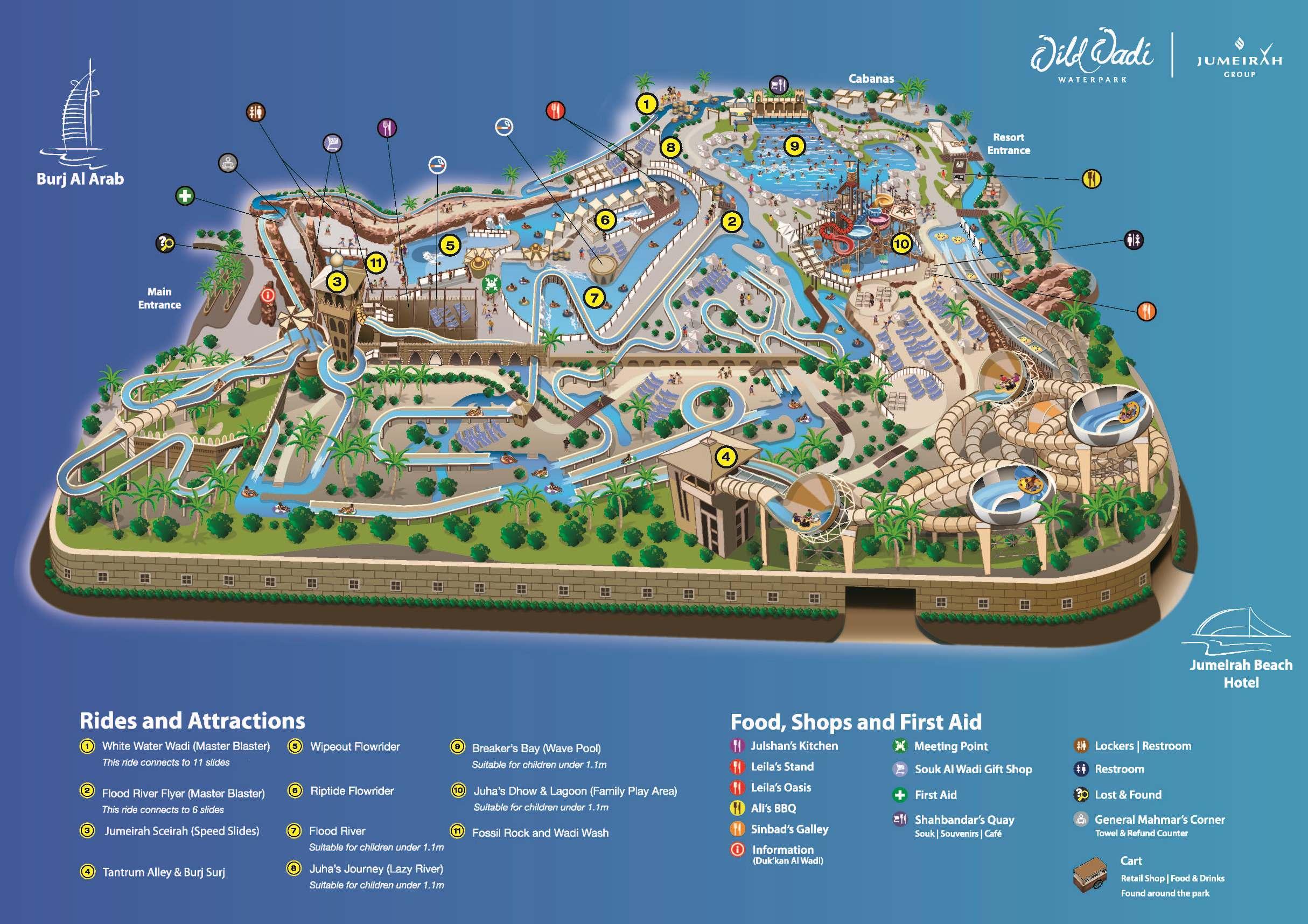 Схемы дубая. Wild Wadi Water Park карта парка. Аквапарк вайлд Вади на карте Дубая. Карта парка Wild Wadi Дубаи. Схема аквапарка Wild Wadi.