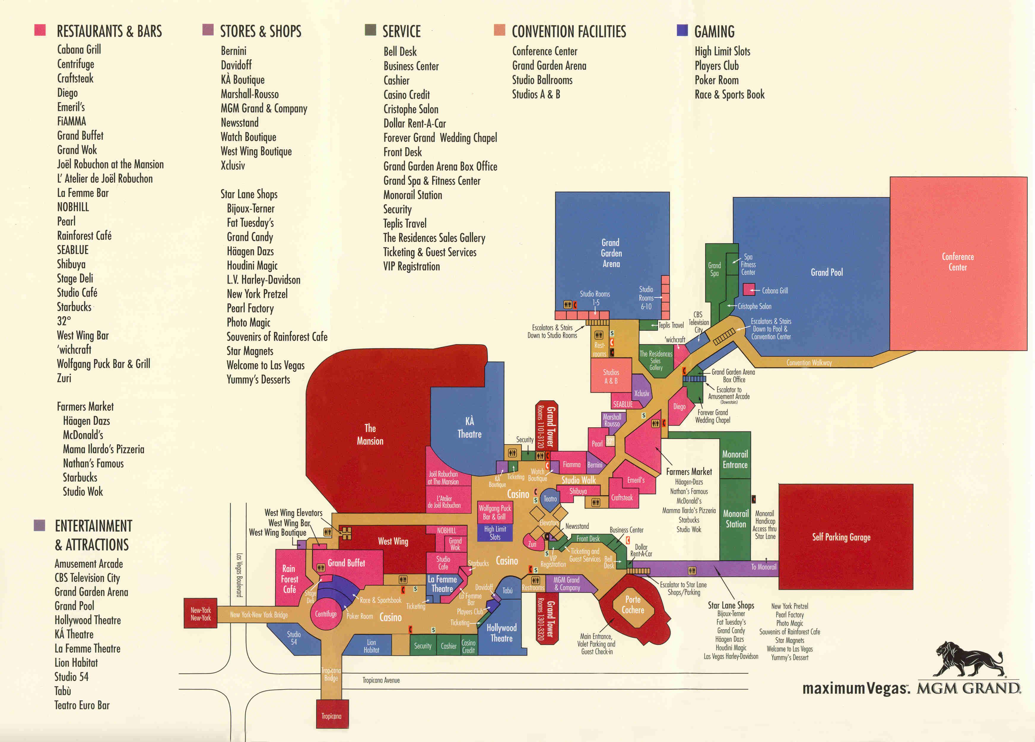Карта комплекса отеля MGM Grand Hotel