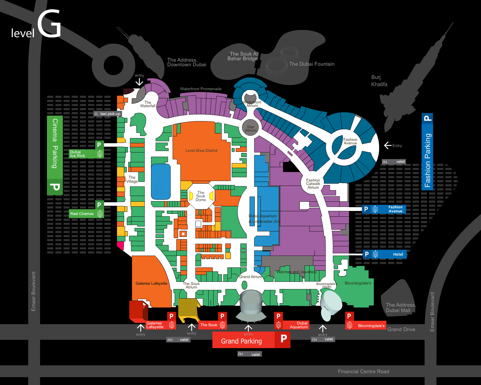 Карта этажа Level G.