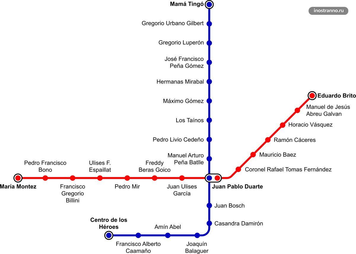 Схема метро в Санто-Доминго
