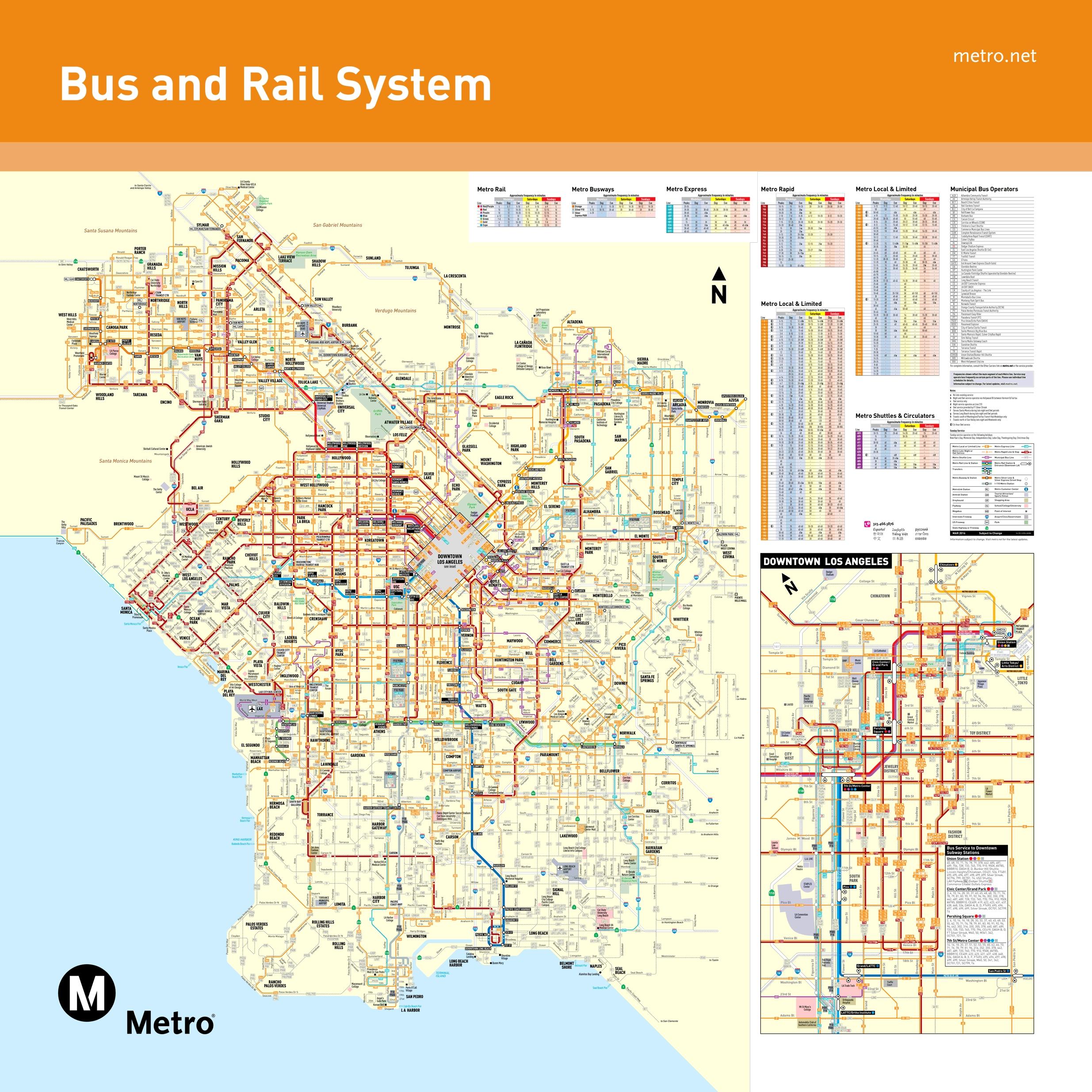 Схема общественного транспорта Лос-Анджелеса