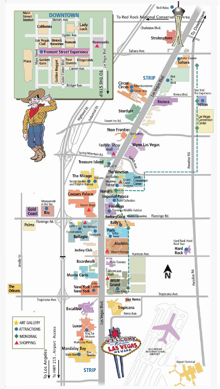 Карта Downtown/Fremont & Strip