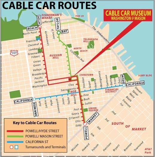 Схема маршрутов кабельных трамваев